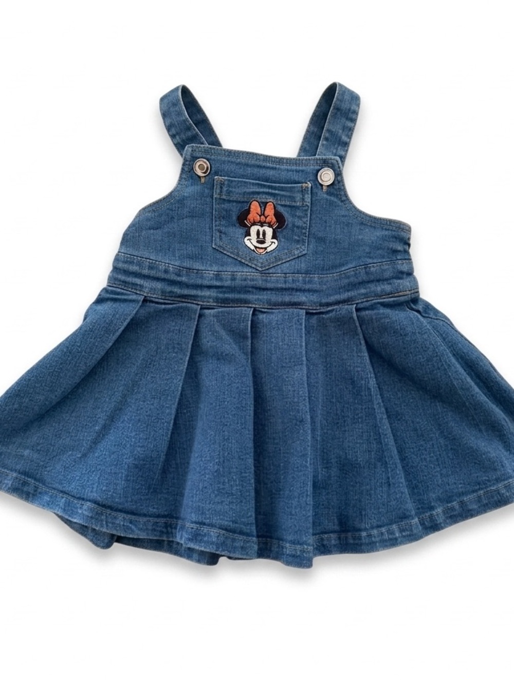 Disney Baby Minnie Mouse Denim Overall Dress Pleated Girls 12 Months